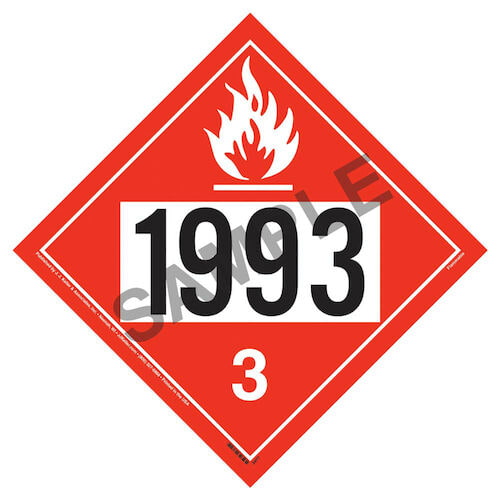 1993 Placard - Class 3 Flammable Liquid