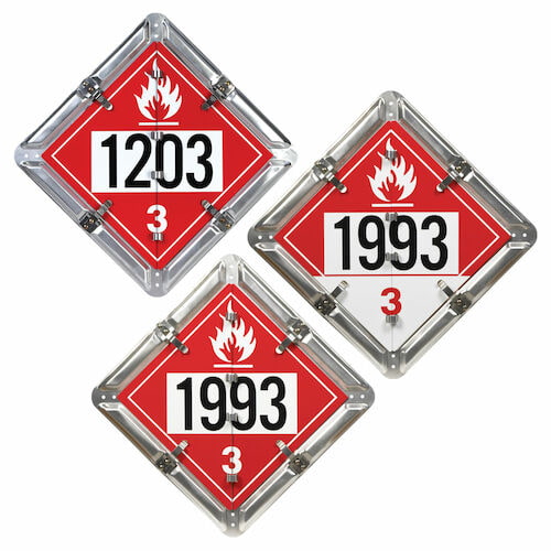 Aluminum Flip Placard - 3 Legend, Numbered, Class 3 Flammable, Combustible