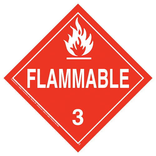 Class 3 Flammable Liquid Placard - Worded