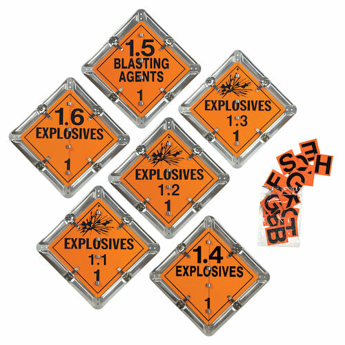 Aluminum Flip Placard - 6 Legend, Worded, Explosives