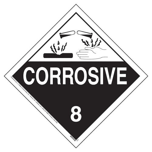 Class 8 Corrosive Placard - Worded