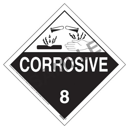 Class 8 Corrosive Placard - Worded