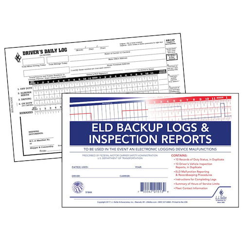 ELD Backup Log Book with Detailed DVIR, 2-Ply, with Recap - Stock